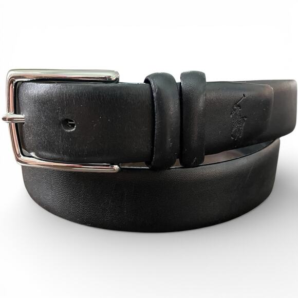 Polo Ralph Lauren Other - Polo Ralph Lauren Black Leather Belt Mens Size 38 Silver Buckle